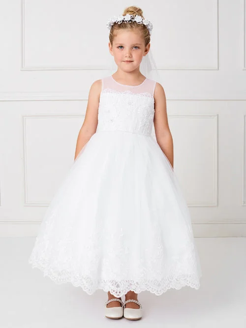 Girl Dress with Illusion Neckline Bodice by TIPTOP KIDS - AS5801