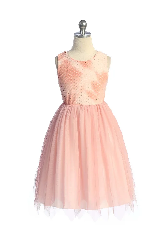 Girl Party Ombre Eyelet Stretch Mesh Dress by AS542 Kids Dream - Girl Formal Dresses