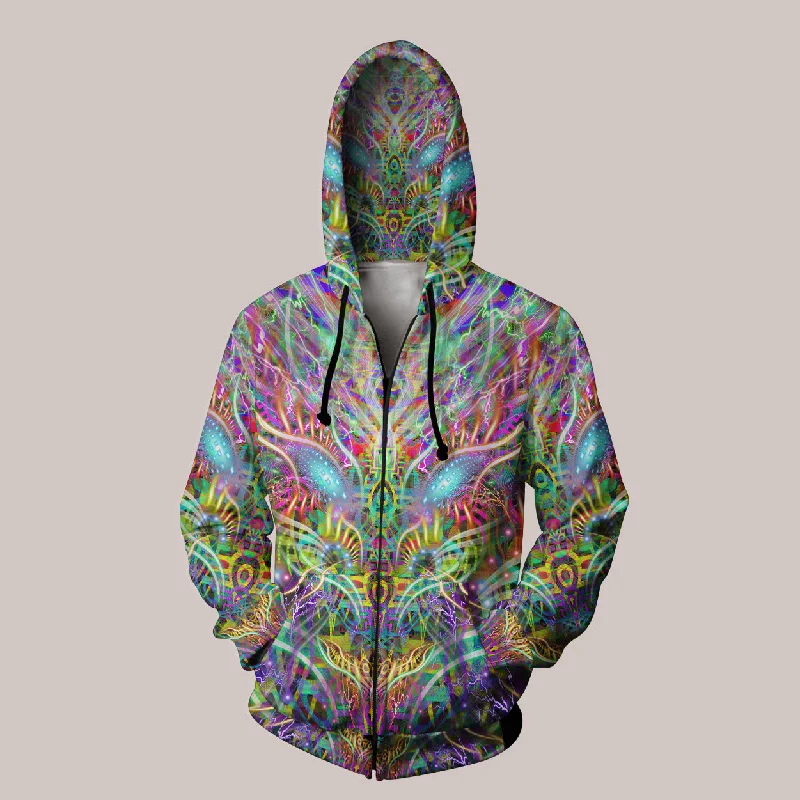 Psychedelic Hoodie (UV/RGB, Eco-Friendly, Unisex, Zip-Up) | DRACOMETHYLTRYPTAMINE