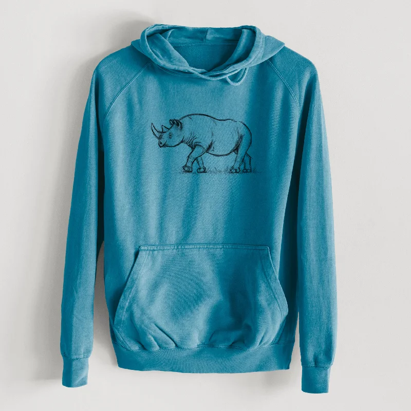 Black Rhinoceros - Diceros bicornis  - Mid-Weight Unisex Vintage 100% Cotton Hoodie