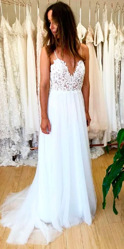 Informal Spaghetti Straps Bohemian Wedding Dress