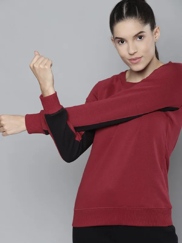 Alcis Women Solid Maroon Sweatshirts