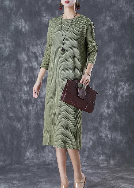 Bohemian Green Slim Fit Knit Long Dress Fall