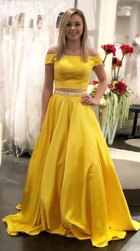 Two Piece Yellow Prom Dress