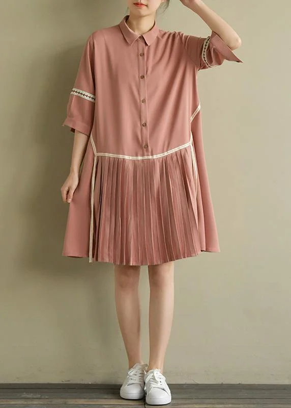 Beautiful lapel Cinched chiffon Indian Wardrobes pink tops Summer