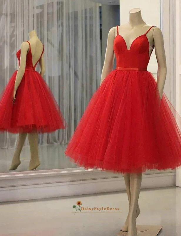 Discount Short Ball Gown Red Tulle Homecoming Dress