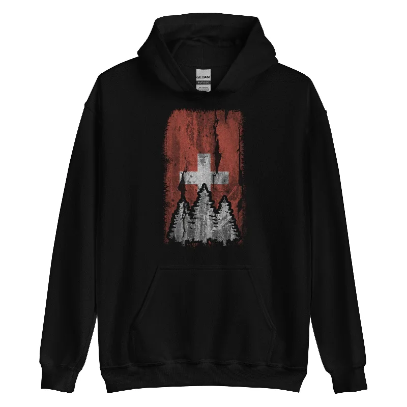 Schweizer Flagge und Baum - Unisex Hoodie