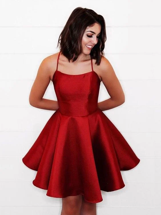 Fashion Criss Cross Back Red Homecoming Dress