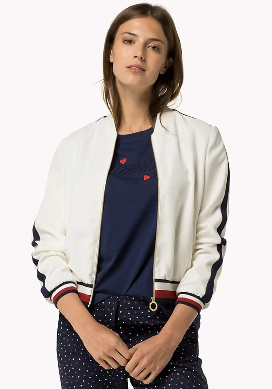 Tommy Hilfiger Womens Jillian Bomber Jacket, White