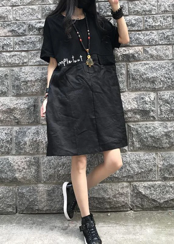 Style Cotton dresses Boho Casual Spliced Print Short Sleeve Dress