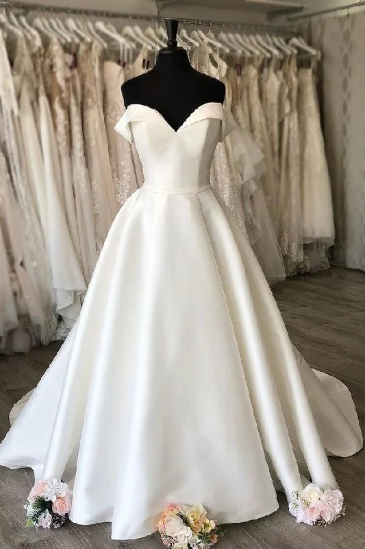 Ball Gown Off Shoulder Sleeve Wedding Dress