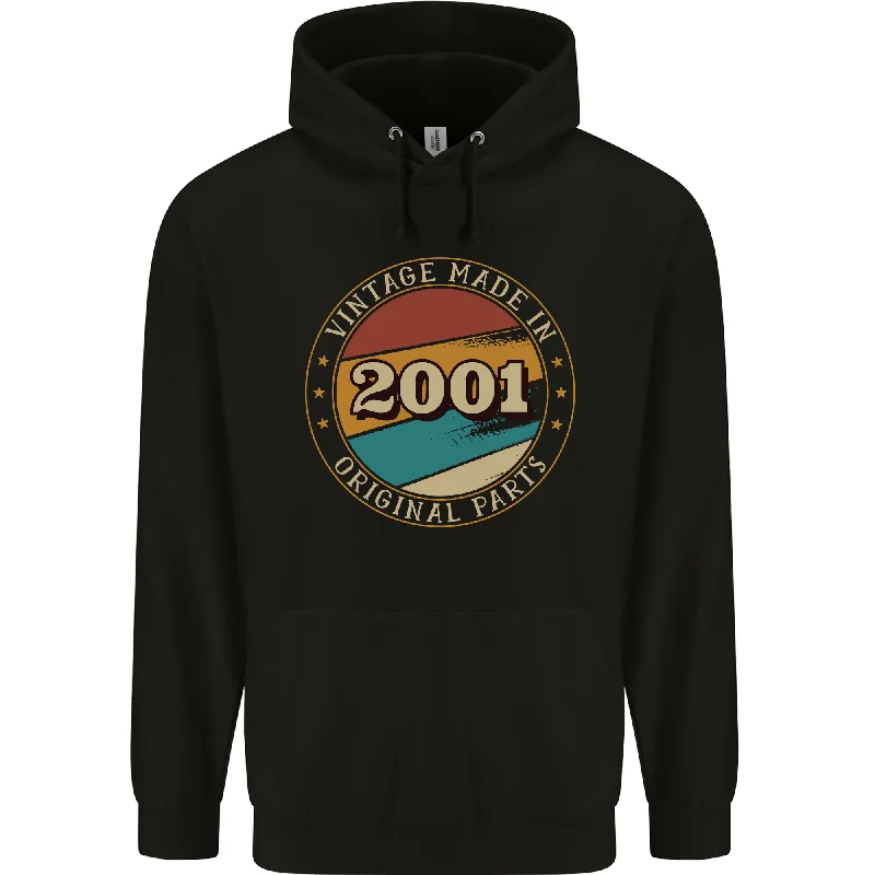 23rd Birthday  Vintage Made In 2001 Mens 80% Cotton Hoodie