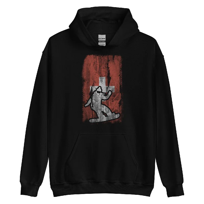 Schweizer Flagge 1 und Snowboarding - Unisex Hoodie