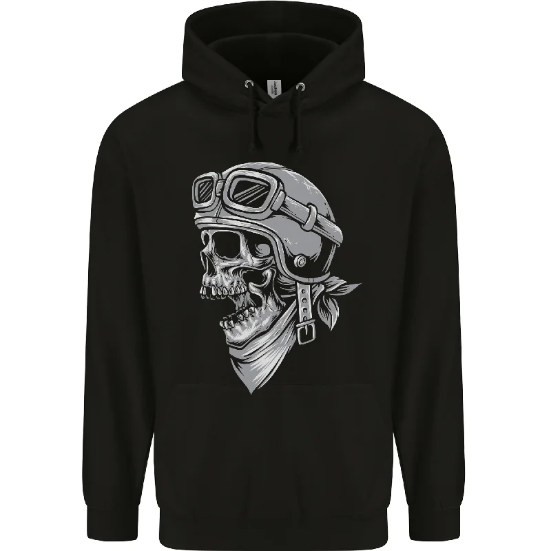 Bargain Blast Biker Outlaw Skull Motorbike Motorcycle Mens 80% Cotton Hoodie