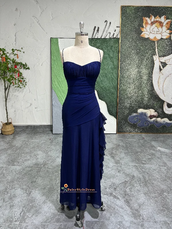 Fit and Flare Deep Blue Vintage Prom Dress