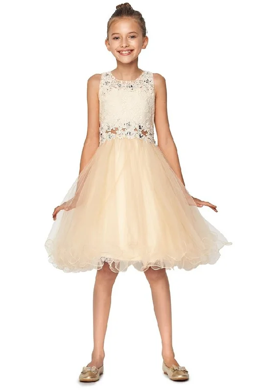 Rhinestone Lace Tulle Girl Party Dress by Cinderella Couture USA AS5010