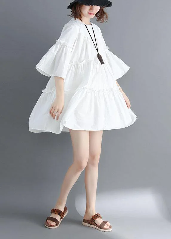 Boutique White O-Neck Patchwork Summer Cotton Dress