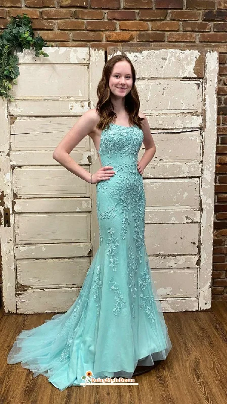 Fit and Flare Ice Green Prom Dress