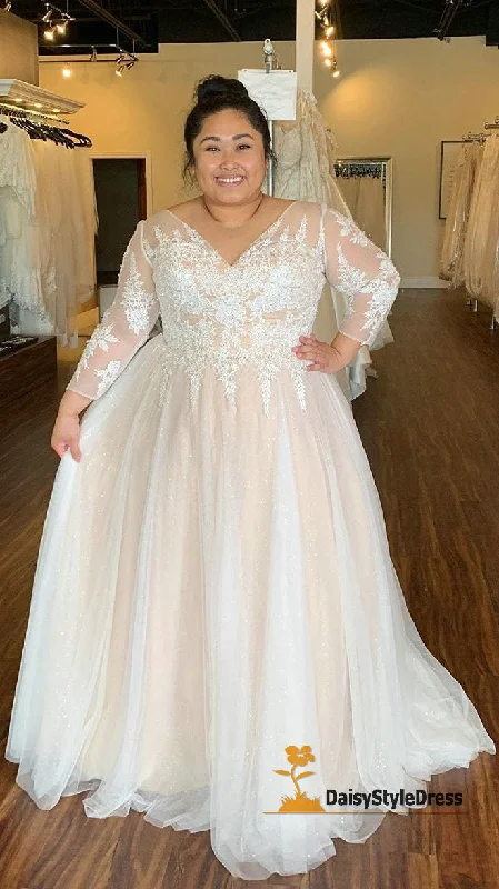 Modest Long Sleeve Plus Size Wedding Dress