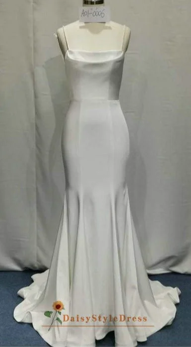 Sexy Back Fit and Flare Square Neckline Wedding Dress