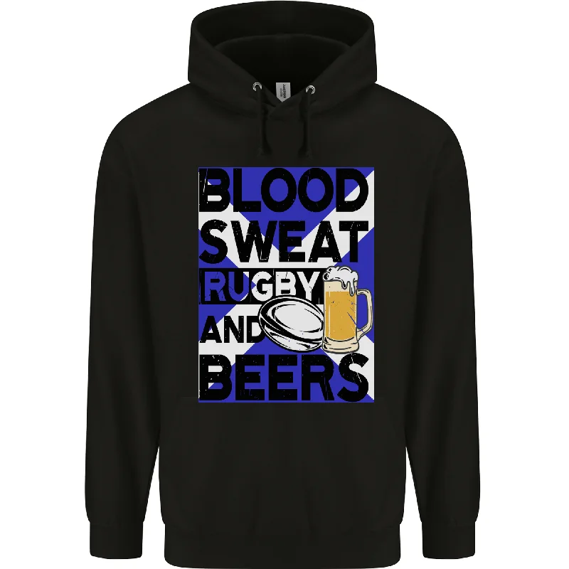 Super Sale Blood Sweat Rugby and Beers Scotland Funny Mens 80% Cotton Hoodie