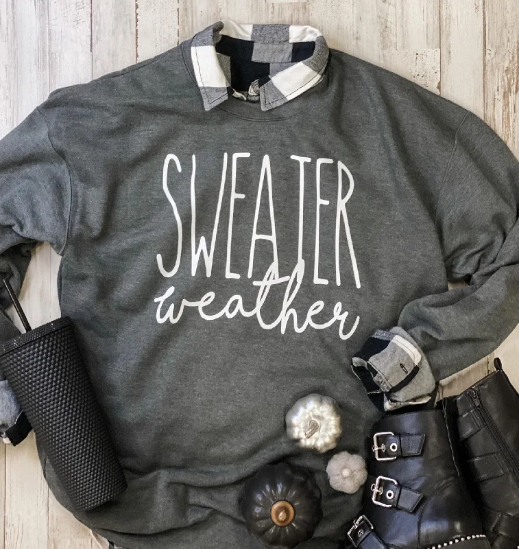 Cozy "Sweater Weather" Sweatshirt - Charcoal Gray