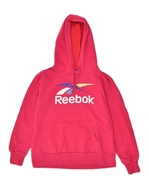 REEBOK Womens Graphic Hoodie Jumper UK 18 XL  Red Cotton