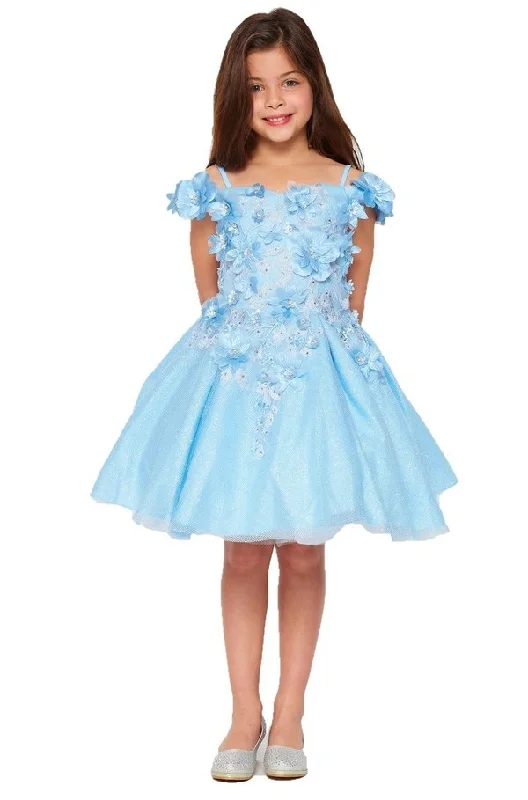 Off the Shoulder Floral Lace Tulle Girl Party Dress by Cinderella Couture USA AS5120