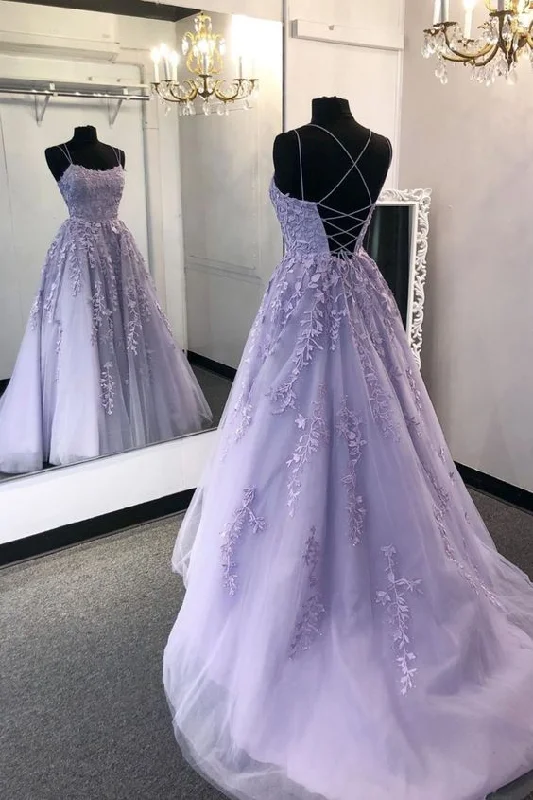 Fashion Criss-Cross Back Lavender Prom Dress