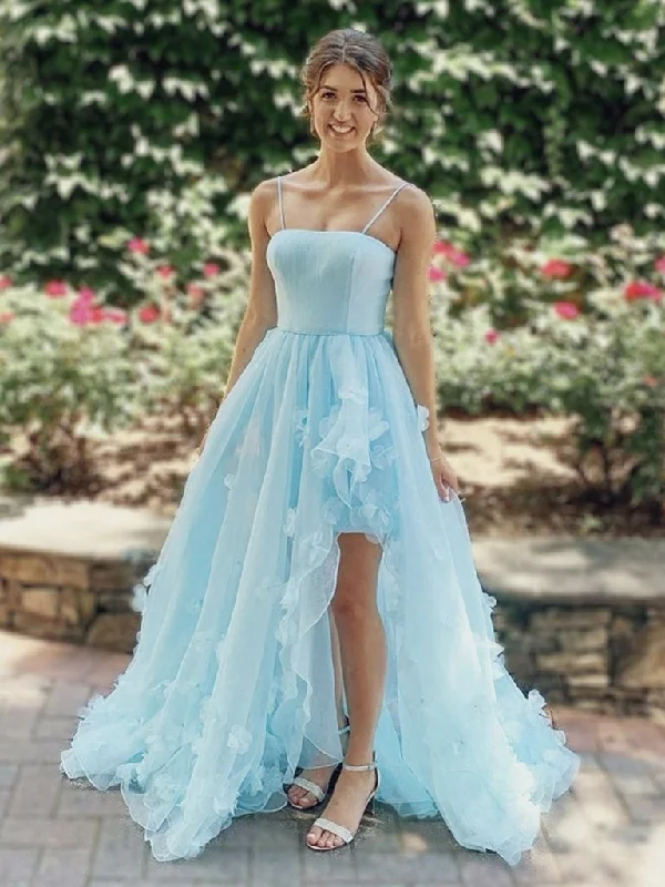 Fashion High Low Light Blue Prom Dress