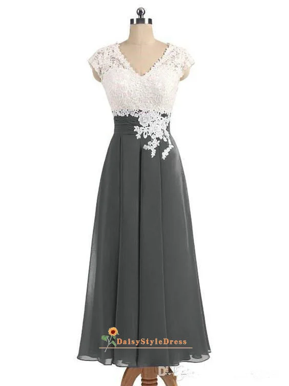 Ankle Length Grey Mother of The Bride Dress