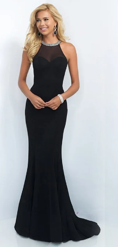 Mermaid High Neck Black Evening Dress