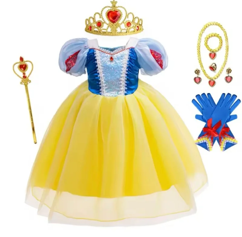 Magical Snow Luxe Princess Birthday Party Dress Costume & Jewellery Set