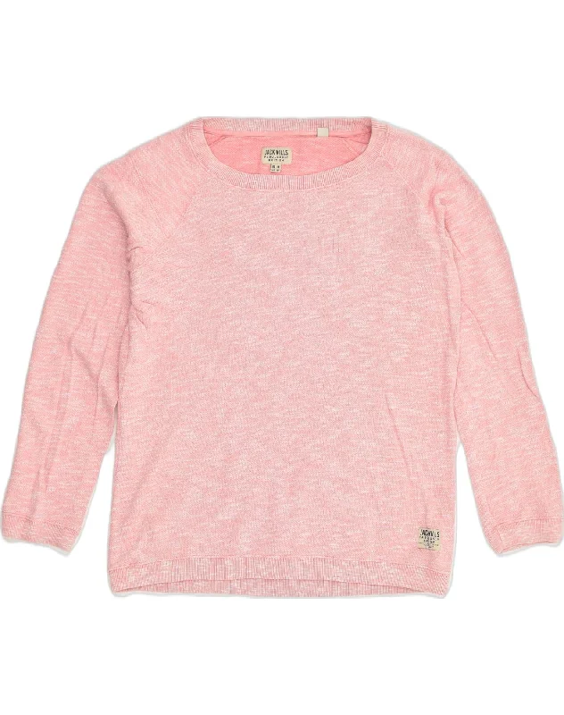 JACK WILLS Womens Sweatshirt Jumper UK 14 Large  Pink Cotton