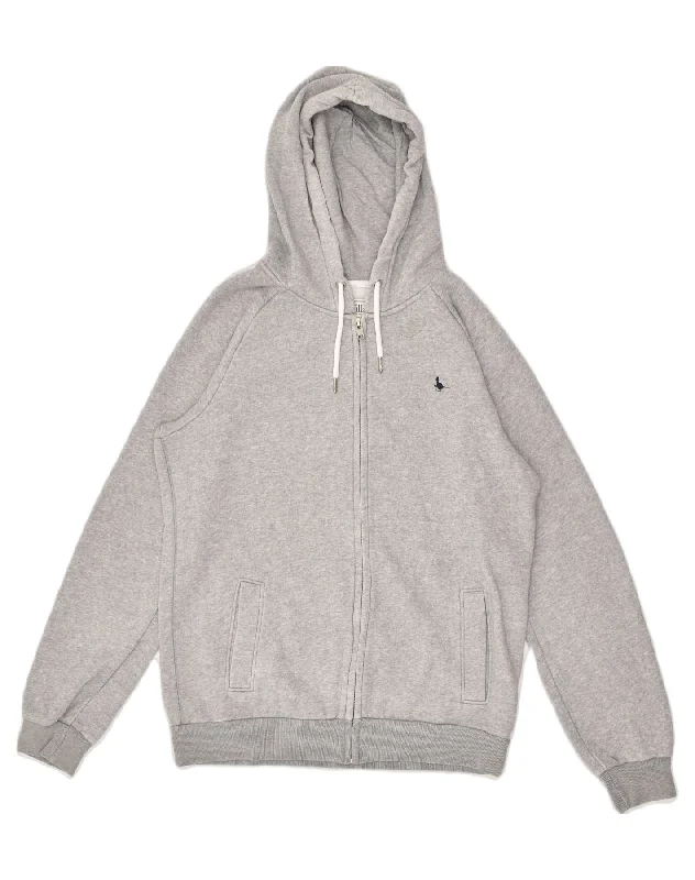 JACK WILLS Womens Zip Hoodie Sweater UK 12 Medium Grey Cotton