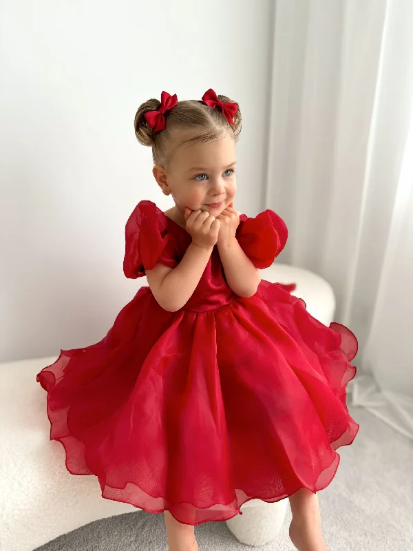 Kids little girls Red Luxe Dress (pre order)