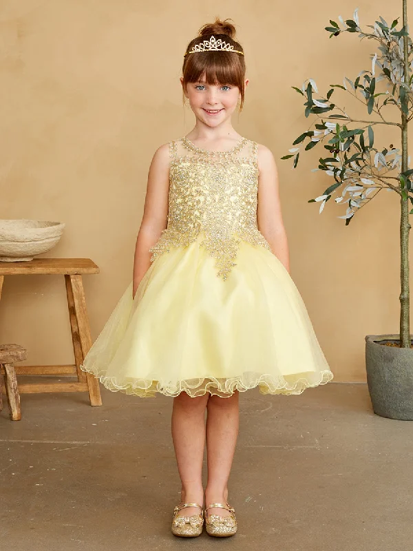 Girl Dress with Floral Applique Bodice by TIPTOP KIDS - AS7013