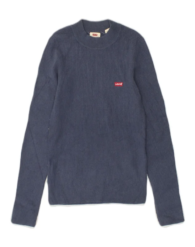 LEVI'S Womens Crew Neck Jumper Sweater UK 6 XS Blue Acrylic