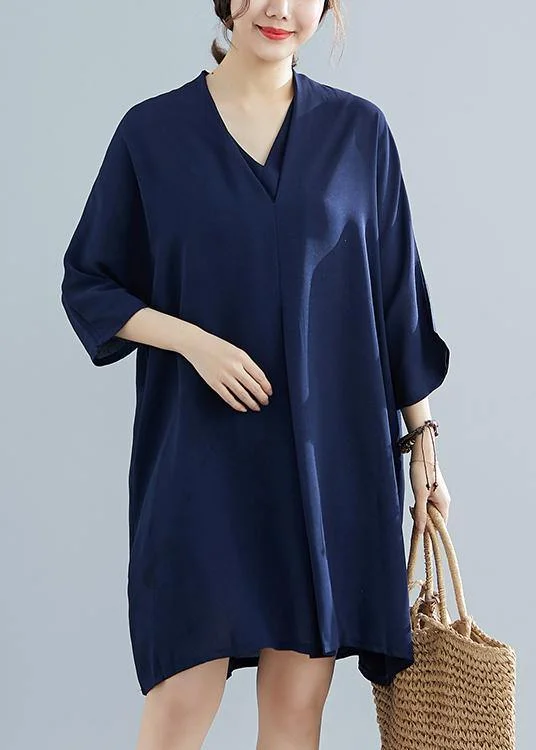 Unique half sleeve Chiffon 0Work Outfits blue Dress summer