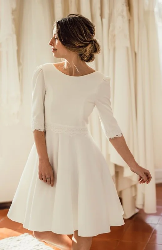 Half Sleeve Informal Short Wedding Dress