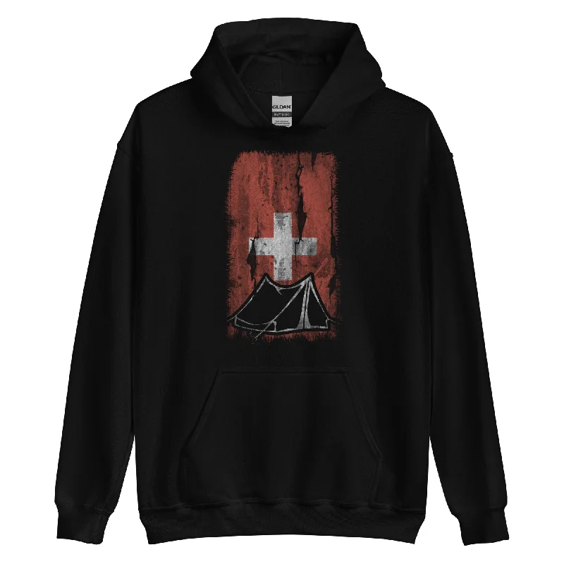 Schweizer Flagge 1 und Camping - Unisex Hoodie