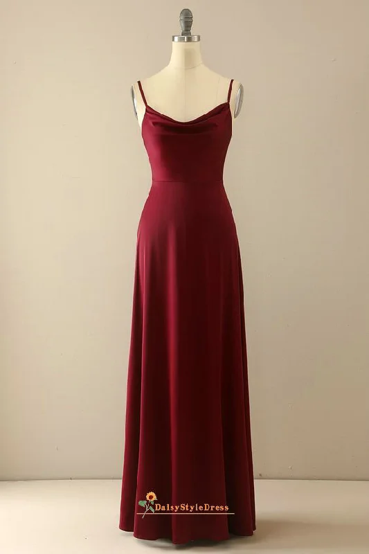 Full Length Burgundy Bridesmaid Dress