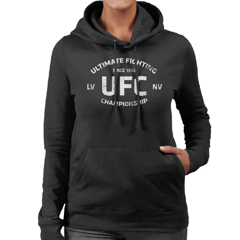 UFC Distressed White Text Logo Women's Hooded Sweatshirt