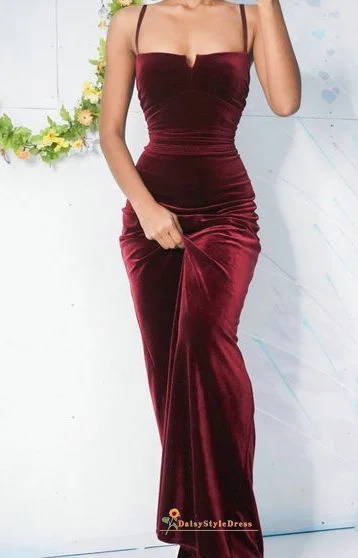 Vintage Fit and Flare Burgundy Velvet Party Dress