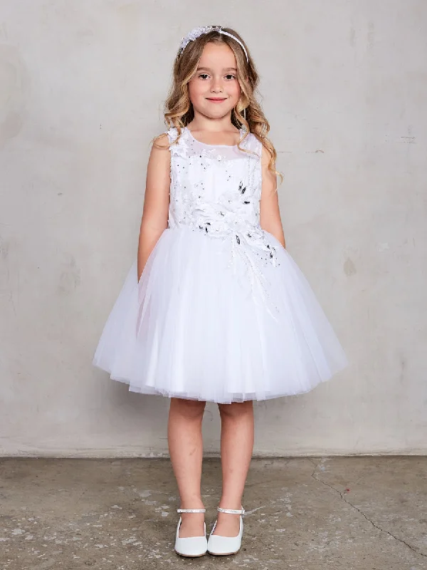 Girl Dress with Flowers Rhinestone Bodice by TIPTOP KIDS - AS7027