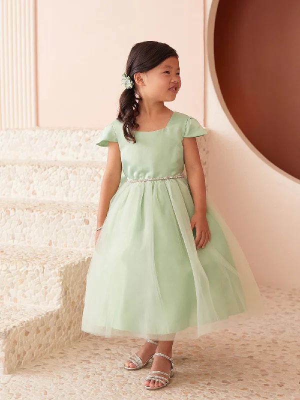 Multi Color Square Neckline Flowers Girl Dress by TIPTOP KIDS - AS5852