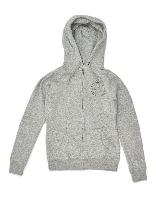 JACK WILLS Womens Zip Hoodie Sweater UK 8 Small Grey Polyester