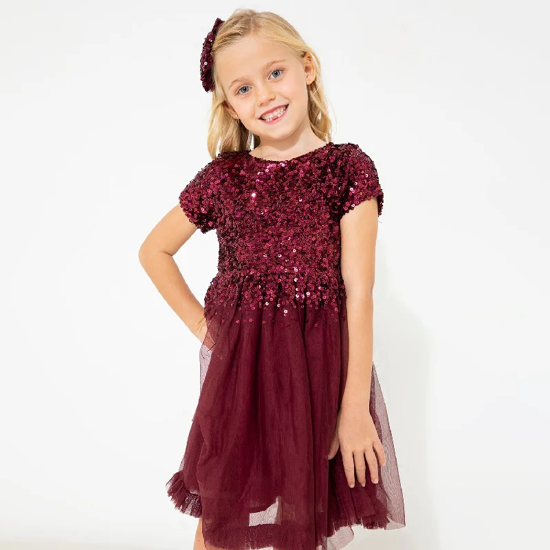 Rouge Sequins Dress With Bow And Clip