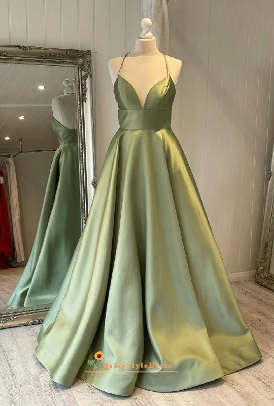 Ball Gown Sage Green Prom Dress