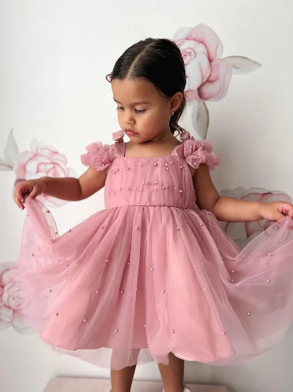 Kids little girls Valencia Pearl Luxe Party Dress - Dusty Rose (pre order)